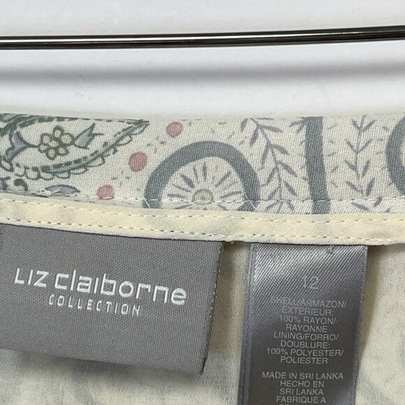 NWT VTG Liz Claiborne Paisley Wrap Maxi Skirt Size 12 Blue Cream - Picture 4 of 5